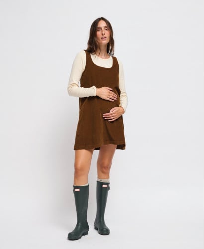 Robe Grossesse Velours Marron Betty