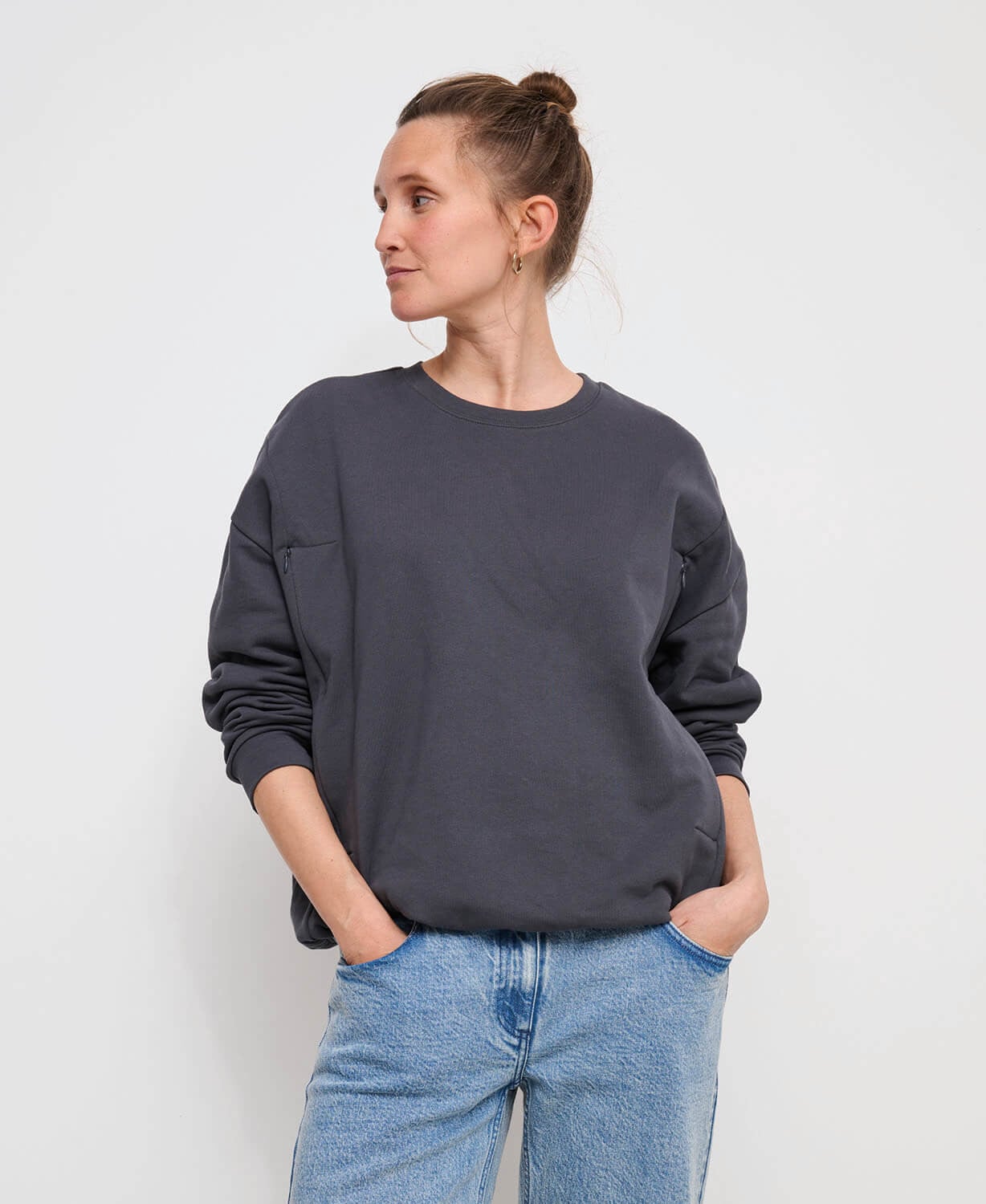 Sweat Zippé Allaitement Molleton Gris Anthracite Alphonse