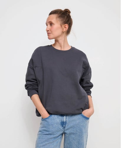 Sweat Zippé Allaitement Molleton Gris Anthracite Alphonse
