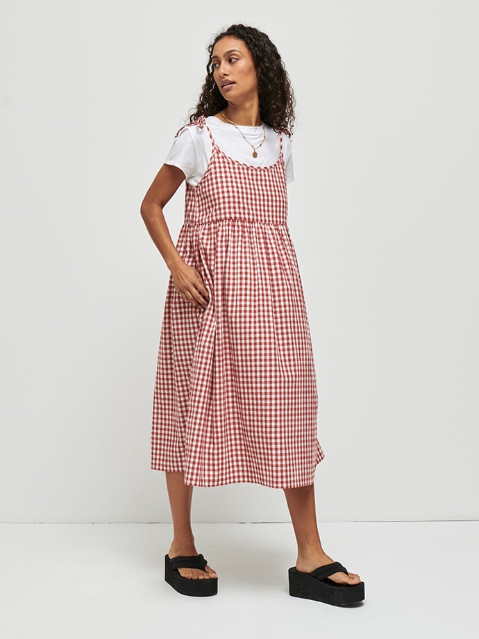 Robe vichy coton rouge