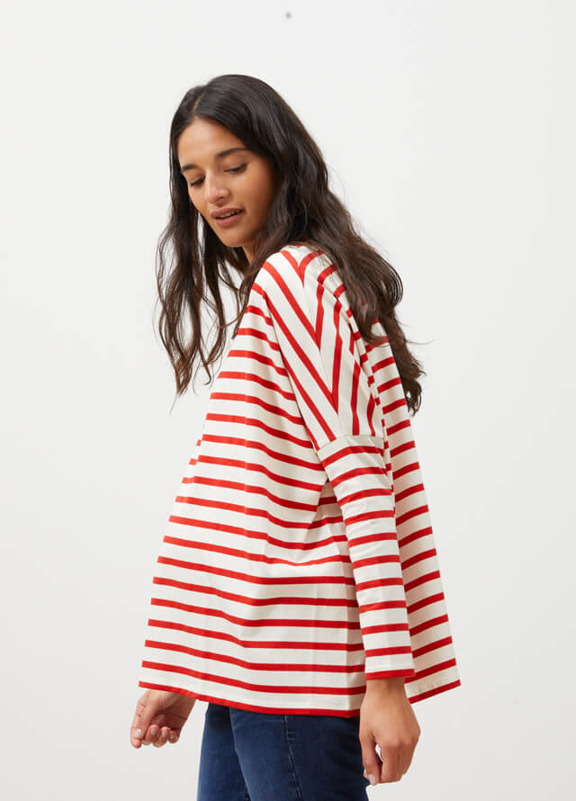 Red striped pregnancy top