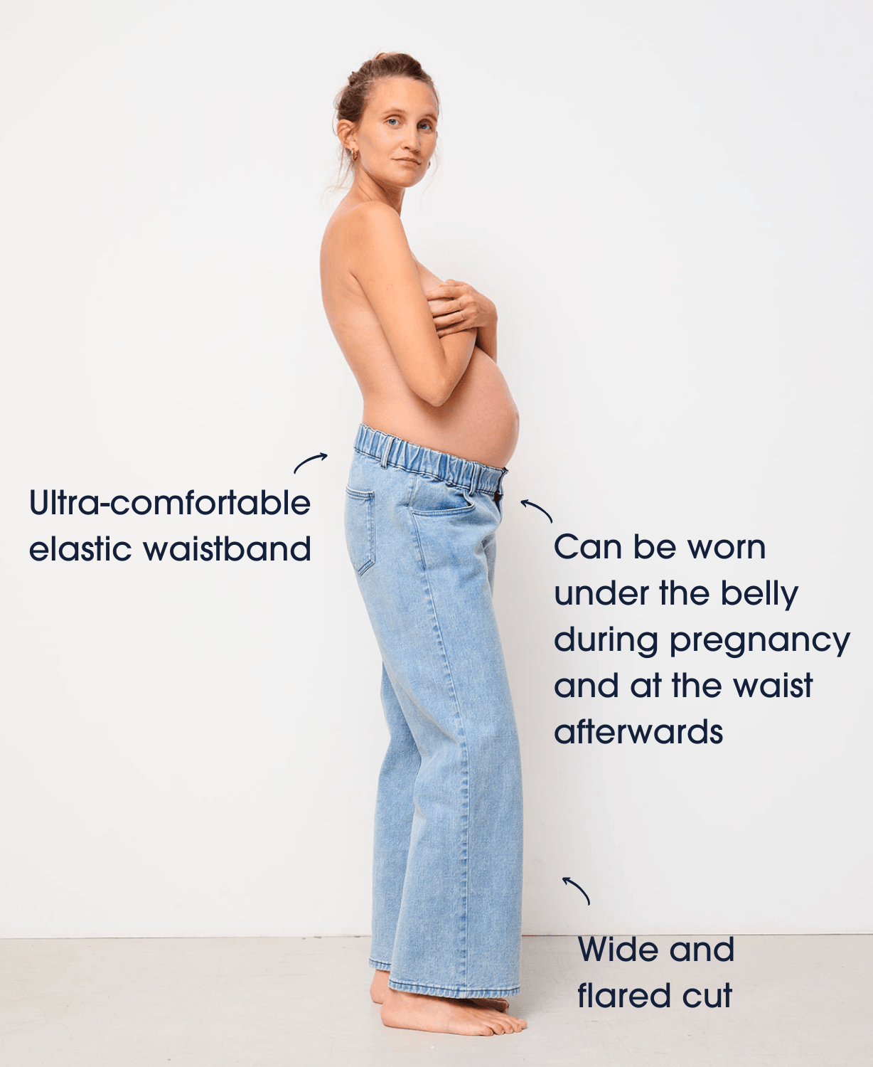 side wide leg light jeans